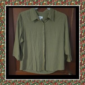 Christopher & Banks Sage Green Button-Down Shirt Size Xl